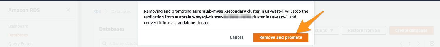 RDS Confirm Remove Cluster From Global
